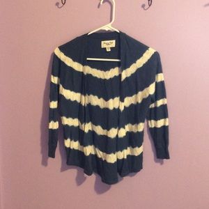 Blue and white striped cardigan