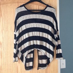 Striped sweater with button down back