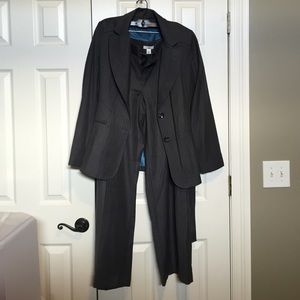 Grey pinstriped suit