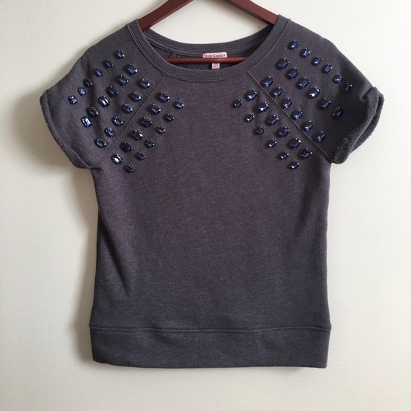 Juicy Couture grey t shirt with rhinestone detail