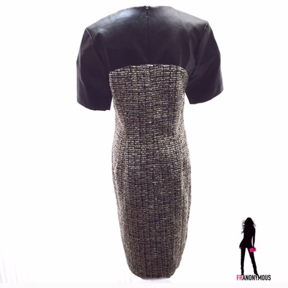 Black Leather and Twead Boucle Dress 10, 12, 14 - Picture 2 of 4