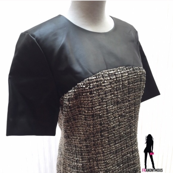 Black Leather and Twead Boucle Dress 10, 12, 14 - Picture 3 of 4