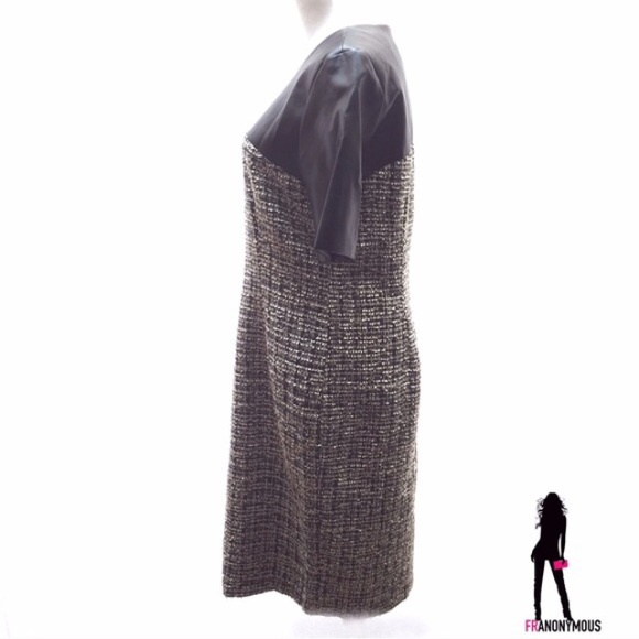 Black Leather and Twead Boucle Dress 10, 12, 14 - Picture 4 of 4