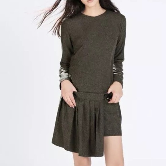 Zara Woman wool blend green dress