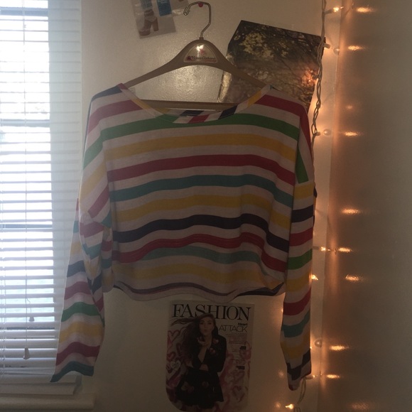 Multi-Colored Long Sleeved Crop Top