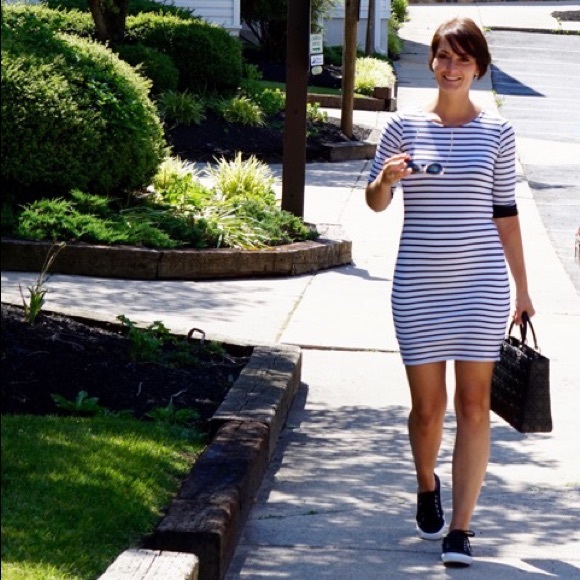 Relished Black/White striped dress - Picture 2 of 4