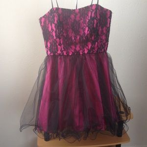 Bombshell Pink with Sheer Black Overlay