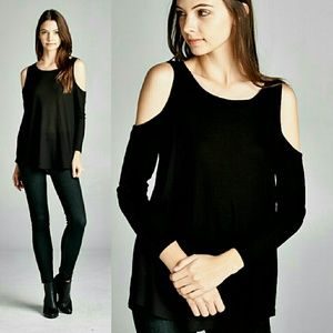 Black open sleeve sweater