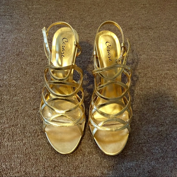 Gold High Heel Sandals
