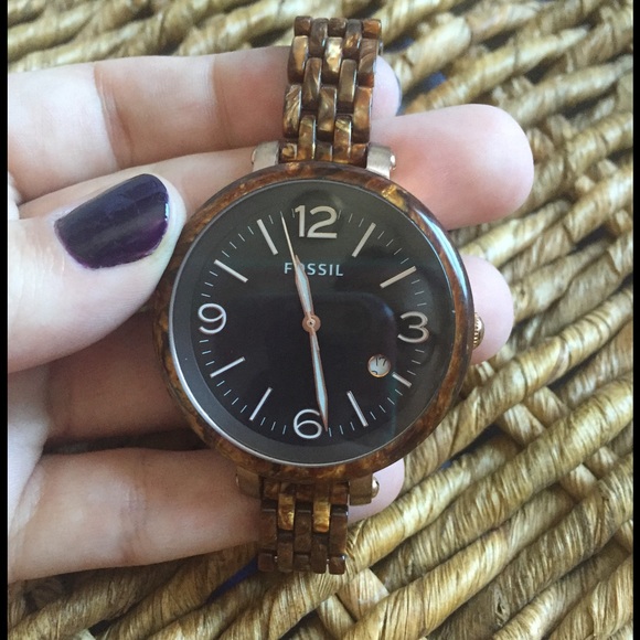 Tortoise-shell and rose gold Fossil Watch