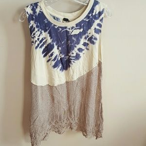 We The Free by Free People Tie Dye Crocheted Top