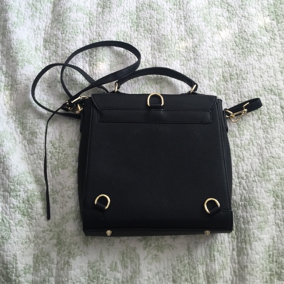 Black convertible messenger/backpack w/ gold - Picture 3 of 4