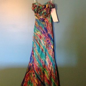 Precious Formals multi-print long formal. Size 2