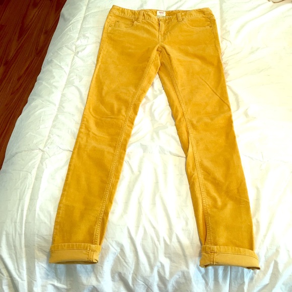 Golden corduroy straight leg pants