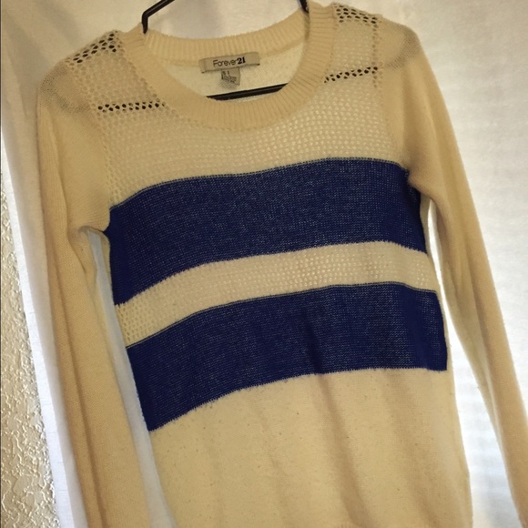 Cream and royal blue sweater