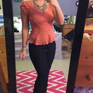 Burnt orange peplum top