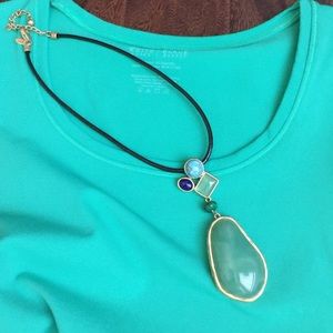 Chicos multi stone necklace w/ black rope