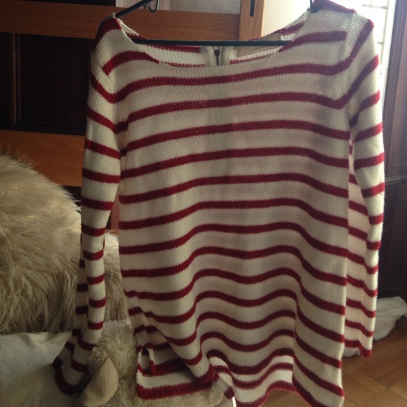 Cozy striped red and white sweater