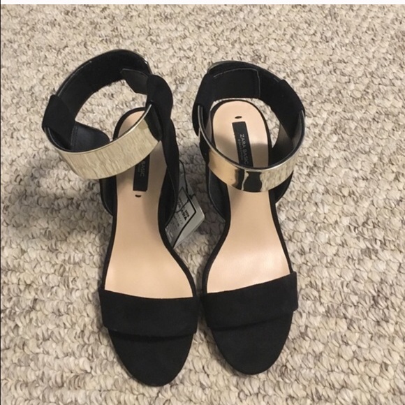 Zara Black Suede and Silver Sandals - Picture 3 of 3