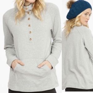 Half Button Pullover in Heather Grey