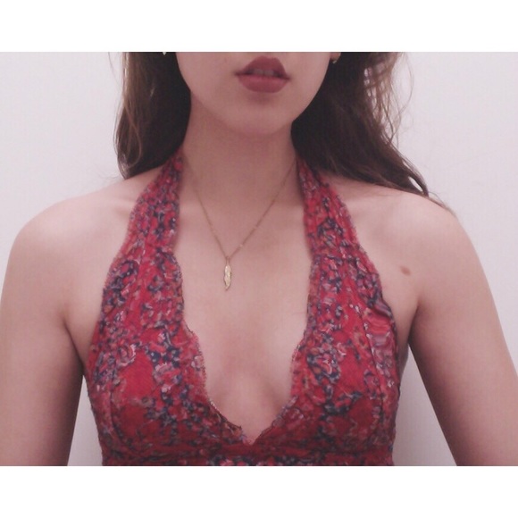 gold feather necklace