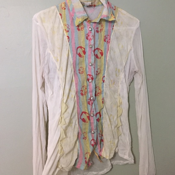 Mesh button down shirt. - Picture 2 of 4