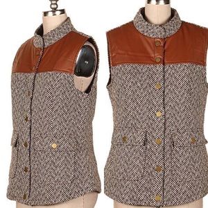Herringbone and Leather Vest