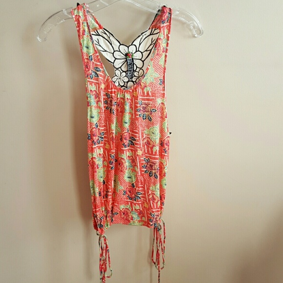 Free People floral print applique top XS