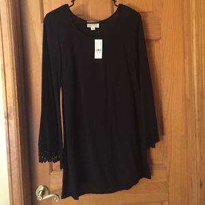 Black Lace Bell Sleeve Dress