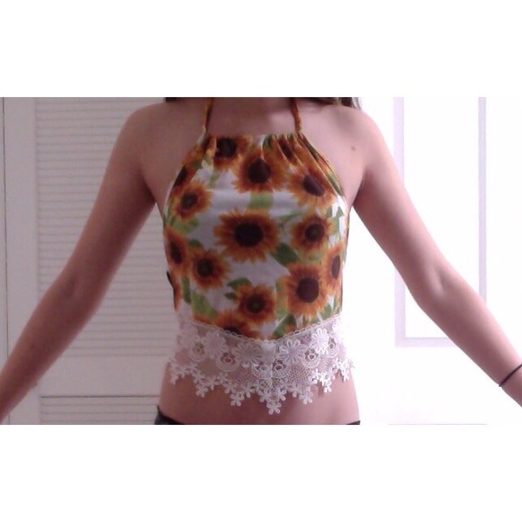 sunflower halter crop top