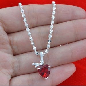 Red/Ruby Heart ❤️ Pendant Necklace💎