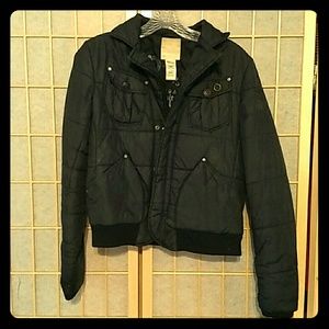 Diesel black moto/bomber puffy jacket