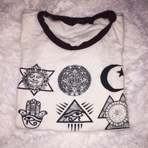 Spiritual Graphics Ringer Tee (Burgundy & Creme)