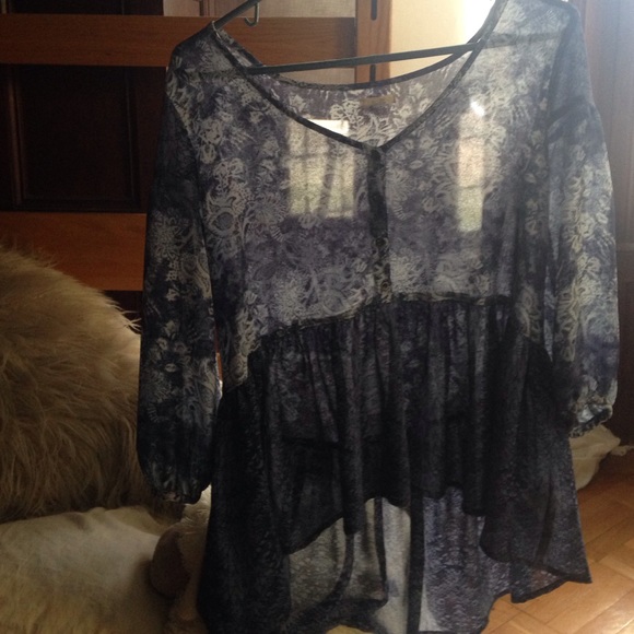 Blue sheer tunic blouse from Urban Outfitters
