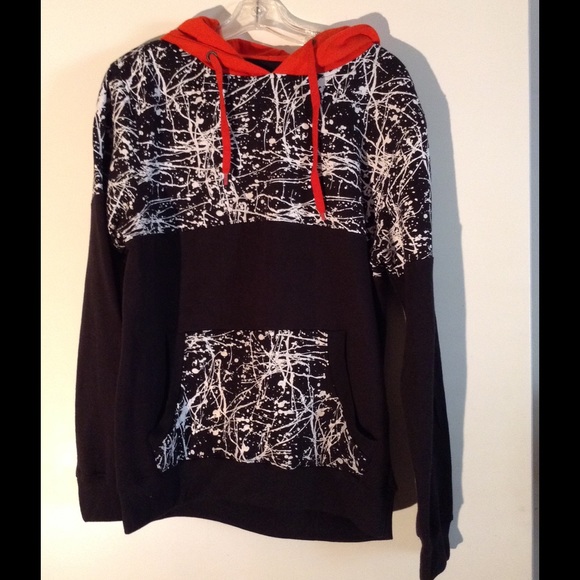 Orange Black and White "Carbon"Large Hoodie - Picture 1 of 4