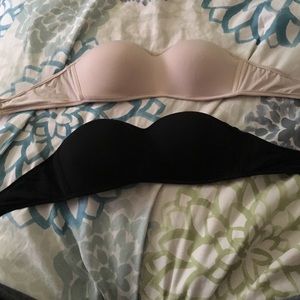 Two strapless bras