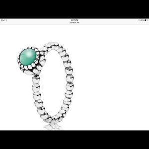 Pandora green chrysoprase sterling silver ring (6)