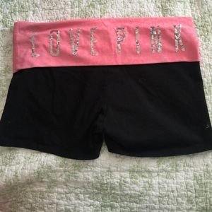 Pink VS yoga shorts