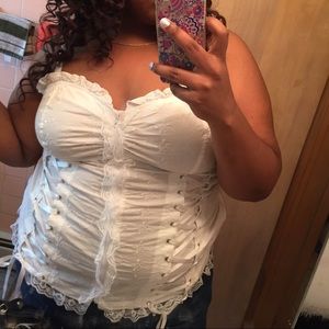 Zip up all white corset