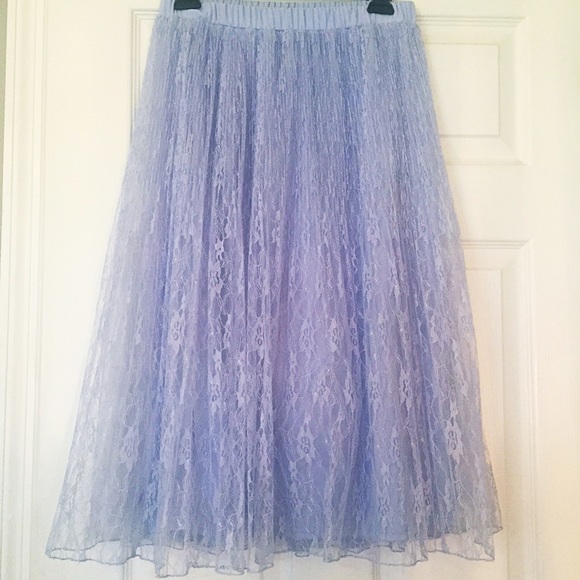 Lauren Conrad baby blue lace pleated midi skirt