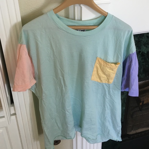 American Apparel Cropped Color Block Tee