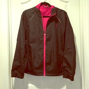 Black & Pink New Balance Hooded Windbreaker
