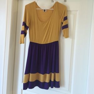 Purple and Gold Striped dress