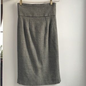 High waisted Houndstooth Wool Pencil Skirt