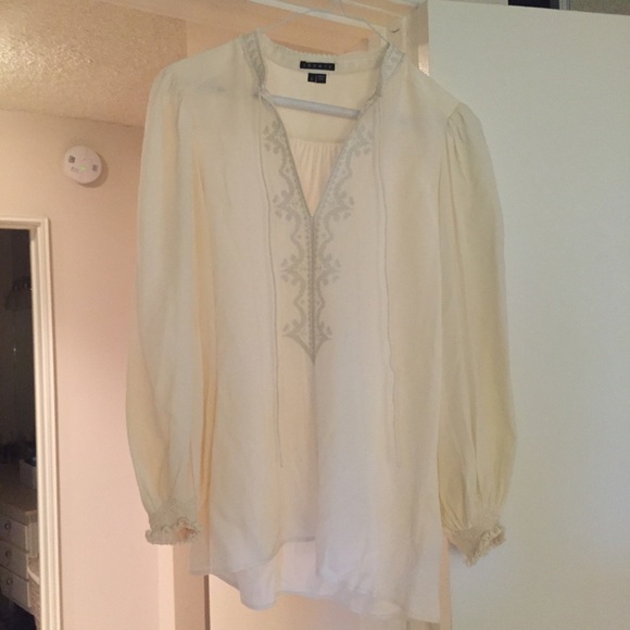 Theory creme peasant blouse