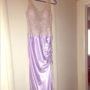 Beaded lavender prom dress
