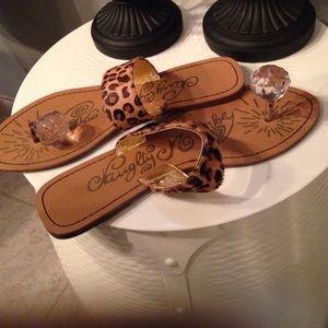 Super cute Naughty monkey leopard hide sandals
