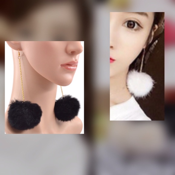 Burgundy fur earrings - Picture 2 of 2