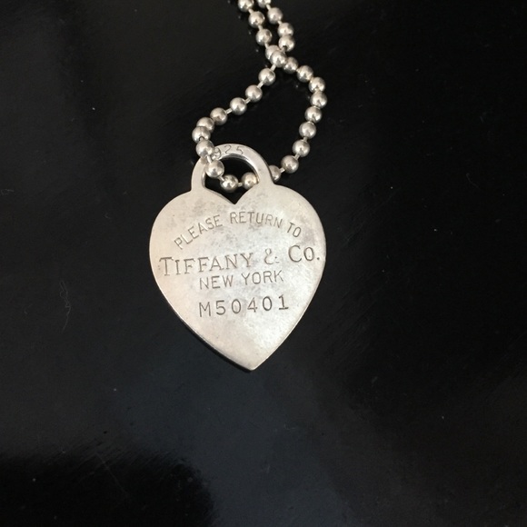 Tiffany heart charm on long 34" chain