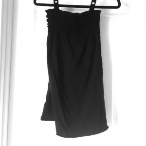 Black ruffle strapless cover up